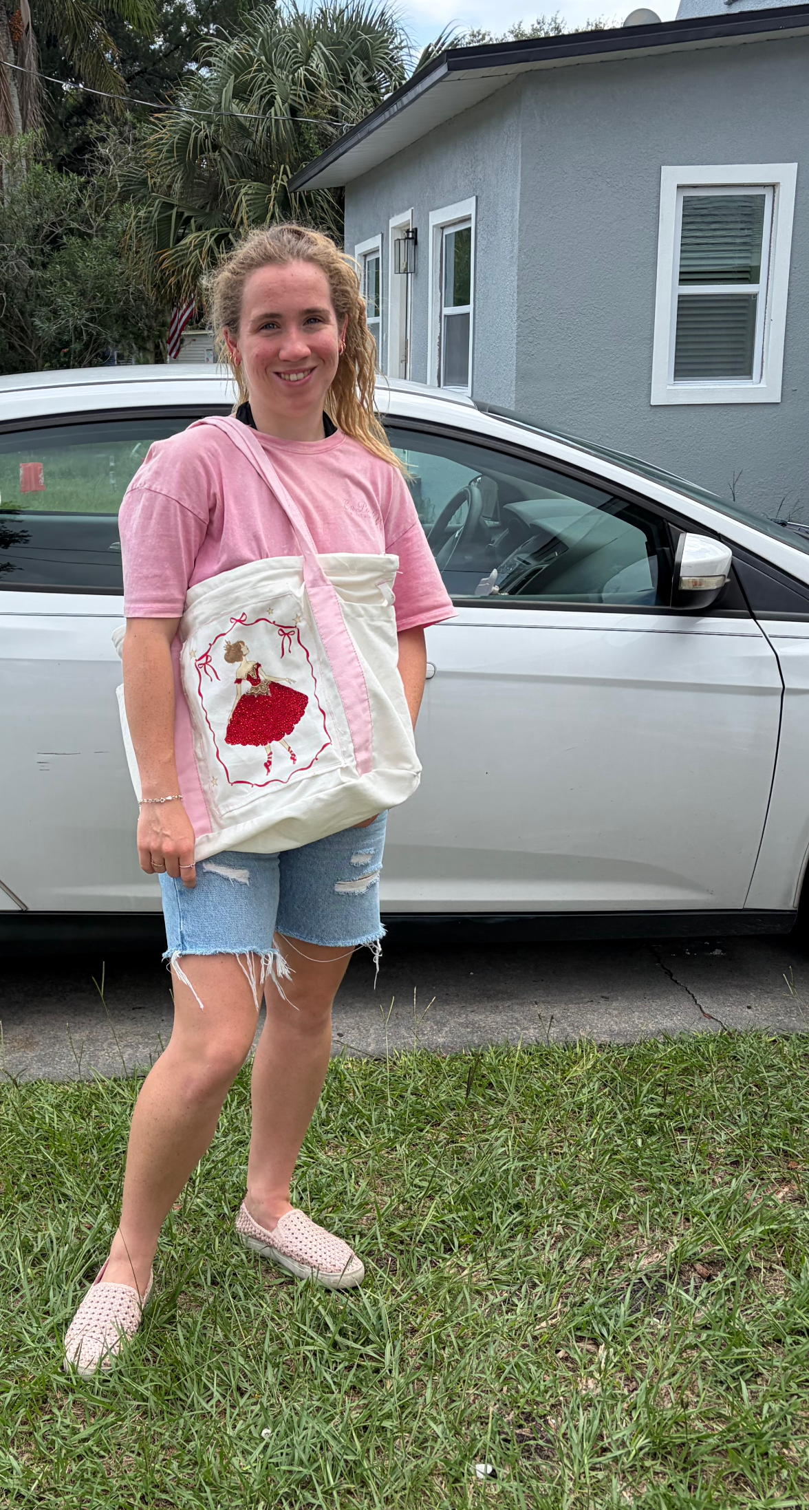 Sewing a Bag with beaded ballerina Tote Easy To Do